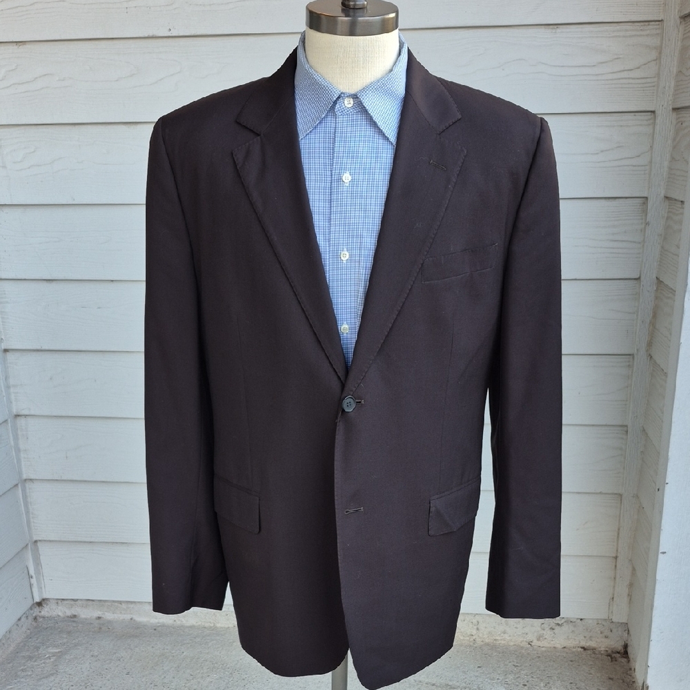 LOUIS VUITTON Uniformes Portugal Solid Dark‎ Brown Wool 44 L Mens Sport Coat